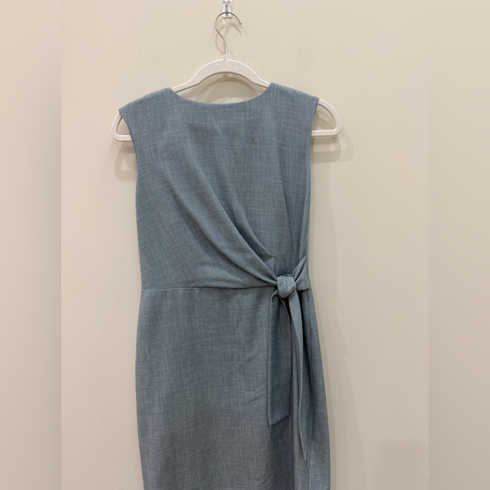 Ann Taylor Petite Blue Sleeveless Wrap-Style Sheath Dress with Tie Waist - Picture 6 of 6